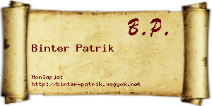 Binter Patrik névjegykártya